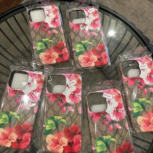 Floral Pattern Phone Case - Pink and Brown 16promax